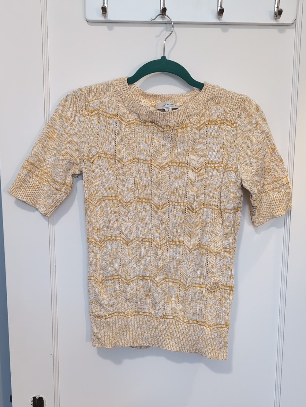 🍇 LAST CALL! Lucky Brand Yellow Cream Short-Sleeve Knit Sweater